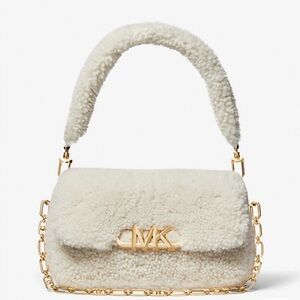 Michael Kors Shearling Shoulder Bag with Gold Chain